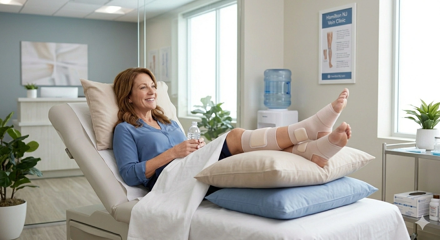 Patient receiving effective varicose vein relief treatment at Hamilton NJ vein clinic