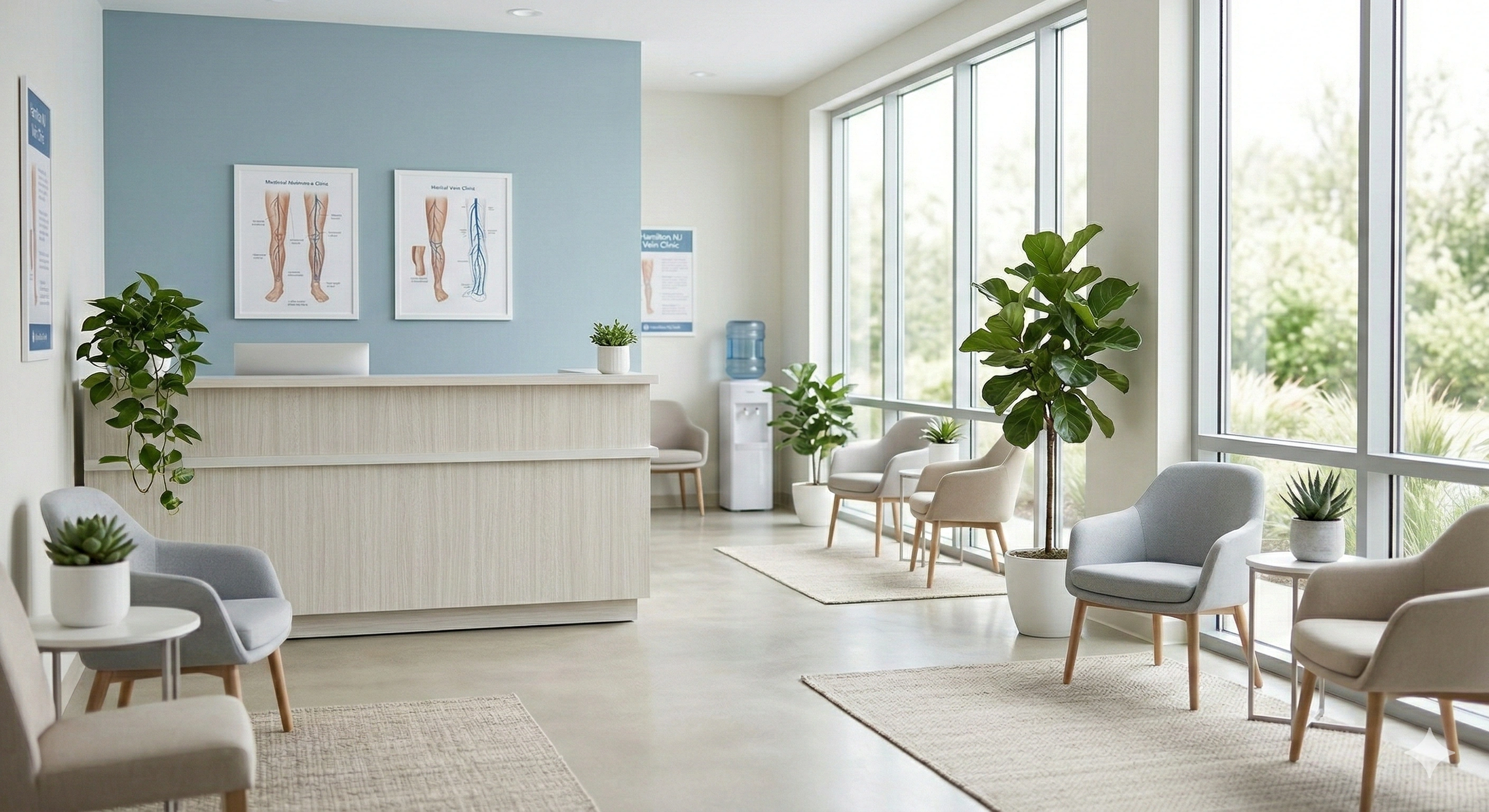 Medical consultation with vein specialist examining patient legs for varicose vein treatment in Hamilton NJ