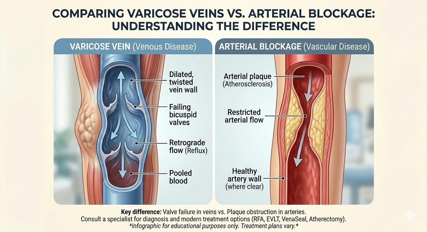 Comparison of peripheral vascular disease and varicose veins